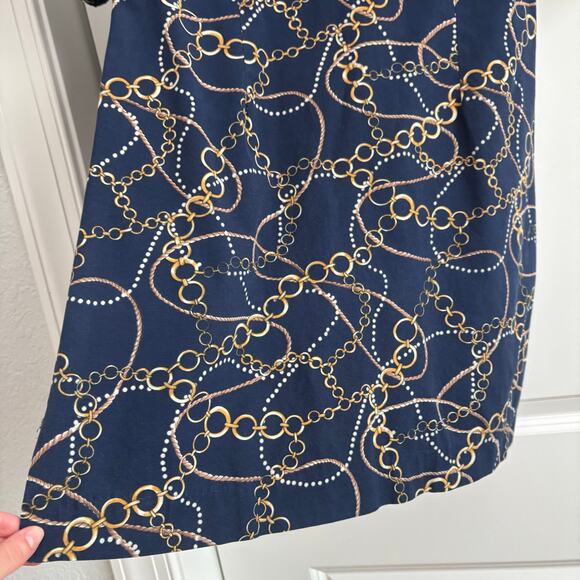 J McLaughlin Women’s Gold Chain Link Shift Dress 4 Nautical Coastal Classic - Picture 5 of 11